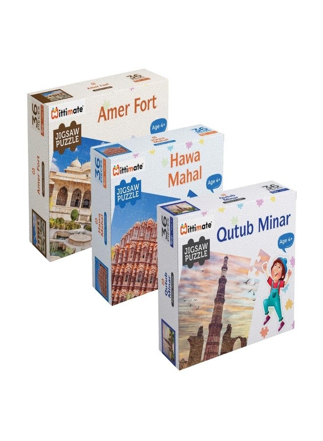 Mittimate Jigsaw Puzzle Combo Set of 3 - Famous Indian Monuments I 36 Pieces Cardboard Puzzle Game for Kids Age 4 to 6 Year I Birthday Gift for Children - Image 2